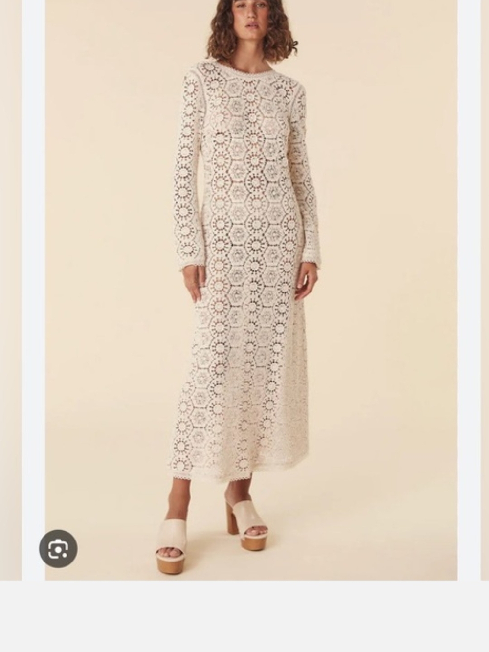 Spell Long Sleeve Crochet Maxi Dress in Cream